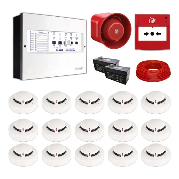 Mavigard Maxlogic 15'li Konvansiyonel Yangın Alarm Seti 100 Metre Kablo Dahil - Görsel 2