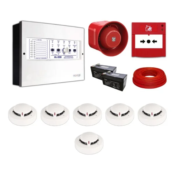 Mavigard Maxlogic 6'lı Konvansiyonel Yangın Alarm Seti 100 Metre Kablo Dahil - Görsel 2