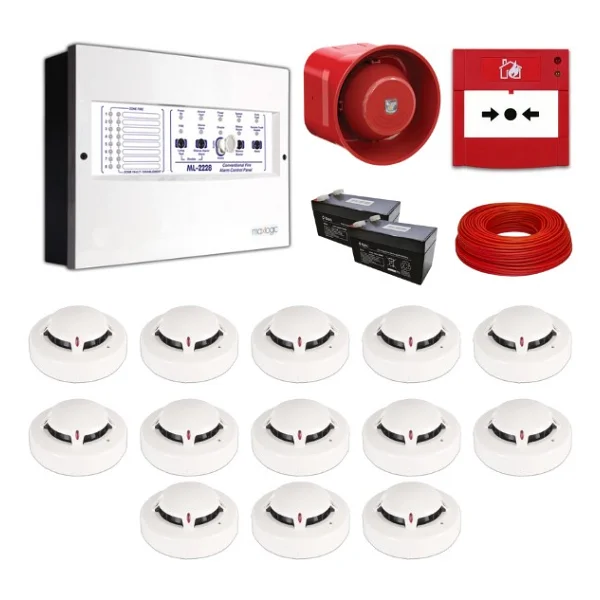Mavigard Maxlogic 13'lü Konvansiyonel Yangın Alarm Seti 100 Metre Kablo Dahil - Görsel 2