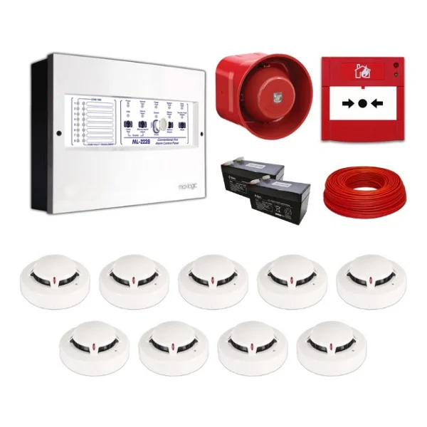 Mavigard Maxlogic 9'lu Konvansiyonel Yangın Alarm Seti 100 Metre Kablo Dahil - Görsel 2
