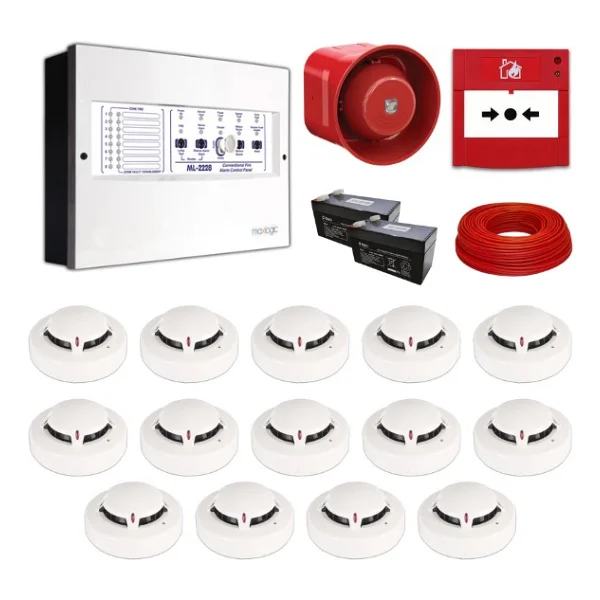 Mavigard Maxlogic 14'lü Konvansiyonel Yangın Alarm Seti 100 Metre Kablo Dahil - Görsel 2