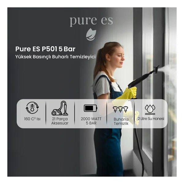 Pure Es P501 Sarı Buharlı Temizleyici - Görsel 7