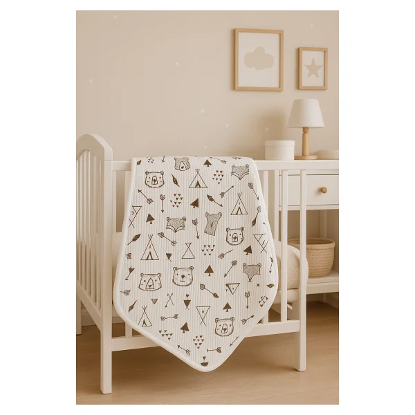 Omy %100 Pamuklu Desenli Battaniye&Kundak 80x80 Cm Yenidoğan&Hastane Çıkışı - Çadır Desen - 80 X 80 Cm - Görsel 3
