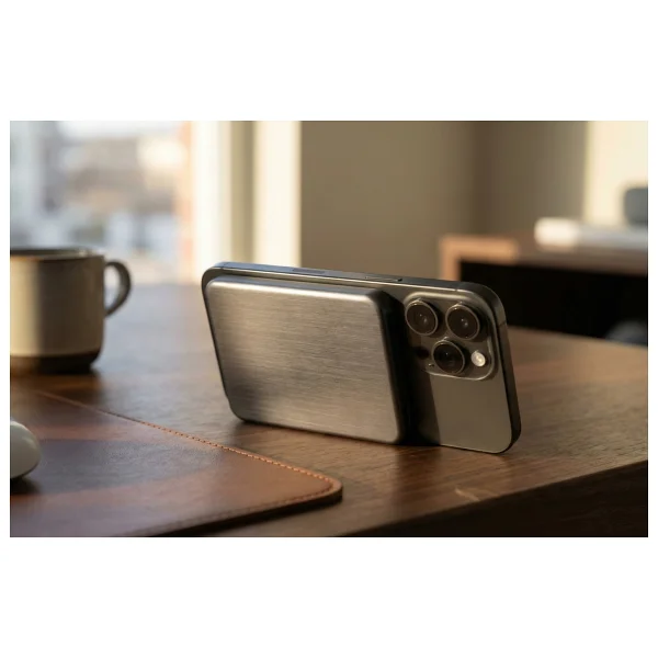 Uk Samsung S25 Ultra Uyumlu Magsafe 5000MAH Ultra Ince Powerbank Kablosuz Hızlı Şarj-Titanyum Gri - Görsel 4