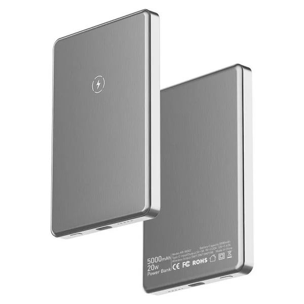 Uk Samsung S25 Ultra Uyumlu Magsafe 5000MAH Ultra Ince Powerbank Kablosuz Hızlı Şarj-Titanyum Gri - Görsel 2