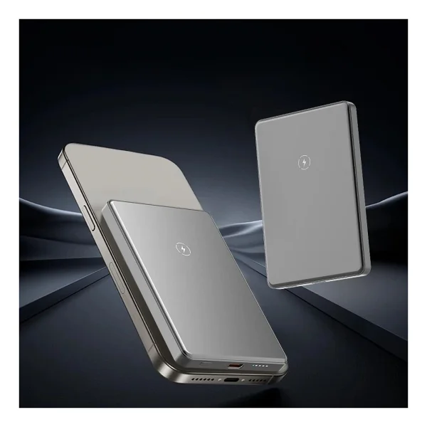 Uk Samsung S25 Ultra Uyumlu Magsafe 5000MAH Ultra Ince Powerbank Kablosuz Hızlı Şarj-Titanyum Gri - Görsel 6