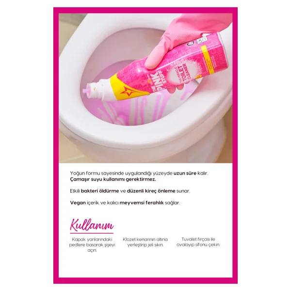 The Pink Stuff Mucizevi Tuvalet Temizleyici 750 Ml - Jel Formüllü, Kireç & Bakteri Karşıtı, Wc İçin Güçlü Temizlik - Görsel 3
