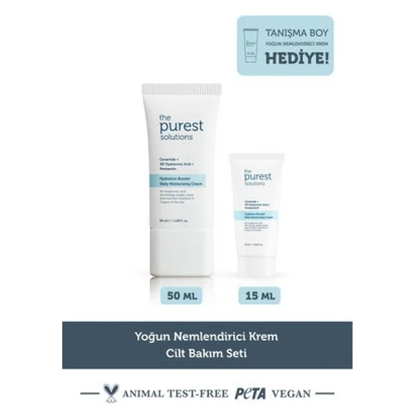 The Purest Solutions Yoğun Nemlendirici Krem Cilt Bakım Seti 50 Ml + 15 Ml Tanışma Boy Vegan Formül - Görsel 4