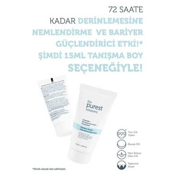 The Purest Solutions Yoğun Nemlendirici Krem Cilt Bakım Seti 50 Ml + 15 Ml Tanışma Boy Vegan Formül - Görsel 5