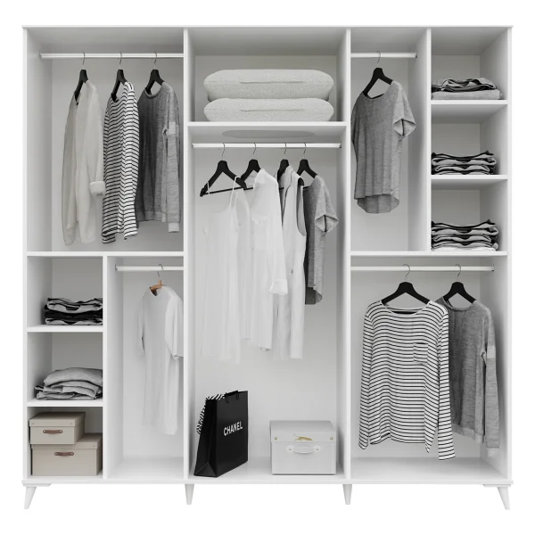 Guneystore Ücretsiz Montaj - %100 Mdf Sport 6 Kapaklı Beyaz Yatak Odası Takımı Baza Dahil - Görsel 6