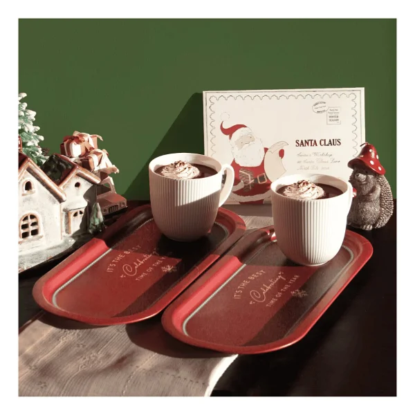 Sarkap Home 16x35 cm 2'li Oval Sunumluk Tepsi - Bordo Wishes - Görsel 3