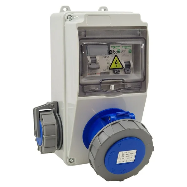 Bemis Kombinasyon Kutusu Ip66 (40a Sigorta + Kaçak Akım Korumalı) (Taşınabilir Elektrikli Araç Şarj Cihazları İçin Uygundur) - 3/32a Ön Çıkış + 1/16a Ön Çıkış - Görsel 4