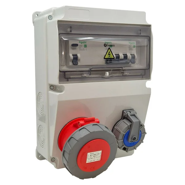 Bemis Kombinasyon Kutusu Ip66 (40a Sigorta + Kaçak Akım Korumalı)(Taşınabilir Elektrikli Araç Şarj Cihazları İçin Uygundur) 5/32a Ön Çıkış + 1/16a Ön - Görsel 2