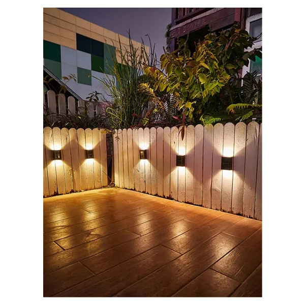 4 Ledli Solar Çift Taraflı Duvar Lambası Güneş Enerjili Aydınlatma Dekorasyon Aplik Işık - Görsel 9