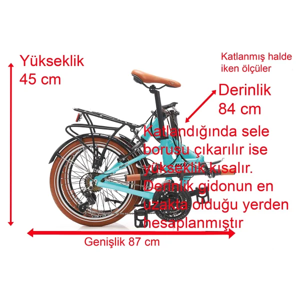 Carraro Flexi 121 V Turkuaz-Siyah 21 Vites 20 Jant Katlanır Bisiklet - Görsel 3