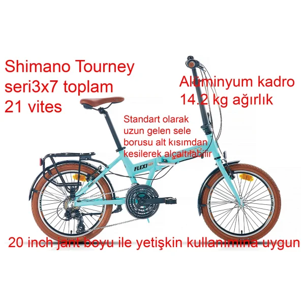 Carraro Flexi 121 V Turkuaz-Siyah 21 Vites 20 Jant Katlanır Bisiklet - Görsel 4