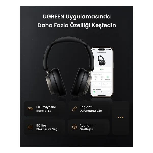 Ugreen Studio Pro Hitune Max 6 ANC Kulak Üstü Bluetooth Kulaklık - Görsel 10