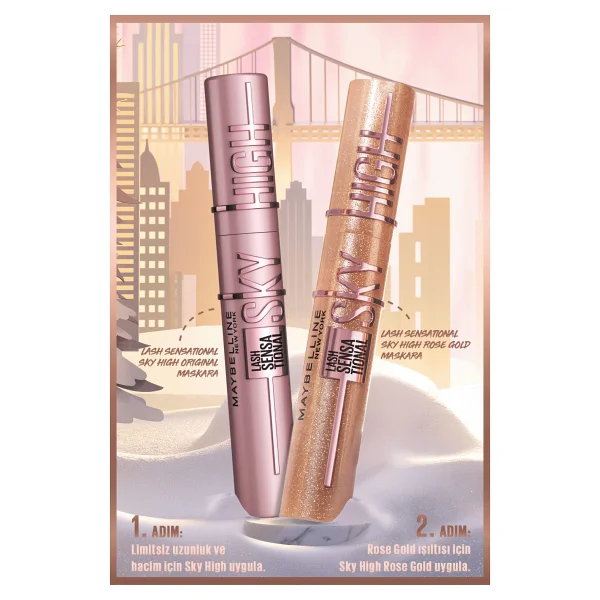 Maybelline New York Lash Sensational Sky High Rose Gold Glitz Maskara - Görsel 6