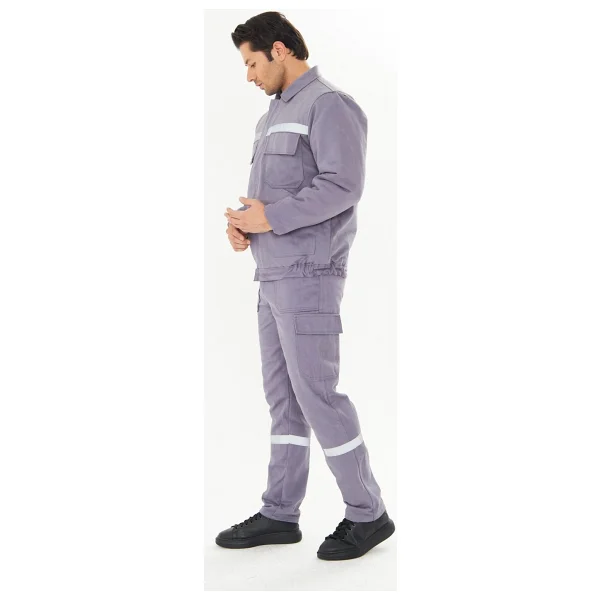 Orange Safety İş Takımı Mont+Pantolon 7/7 Gabardin %100 Pamuk Kapitoneli Reflektörlü Gri - Görsel 5