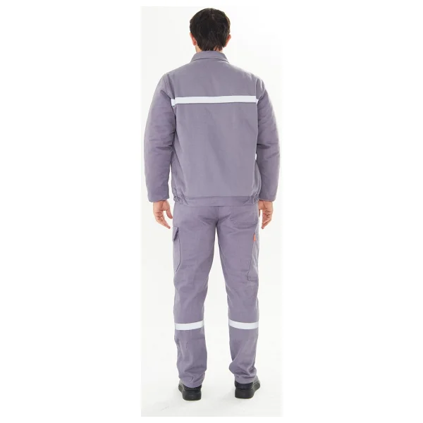 Orange Safety İş Takımı Mont+Pantolon 7/7 Gabardin %100 Pamuk Kapitoneli Reflektörlü Gri - Görsel 7