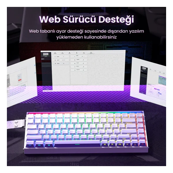 Aula Hero84 He RGB %75 Tkl Dragon King Switch Kablolu Mekanik Oyuncu Klavyesi - Görsel 2