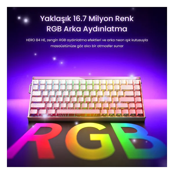 Aula Hero84 He RGB %75 Tkl Dragon King Switch Kablolu Mekanik Oyuncu Klavyesi - Görsel 4