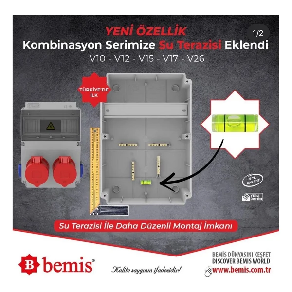 Bemis Kombinasyon Kutusu Ip66 (40a Sigorta + Kaçak Akım Korumalı) (Taşınabilir Elektrikli Araç Şarj Cihazları İçin Uygundur) - 3/32a Ön Çıkış + 1/16a Ön Çıkış - Görsel 5
