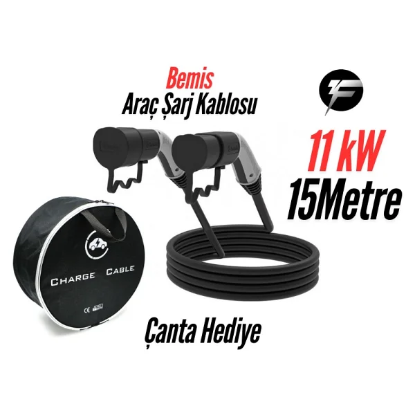 Bemis Elektrikli Araç Şarj Kablosu 15 Metre - 11 Kw - Çanta Hediye 11 Kw - Görsel 7