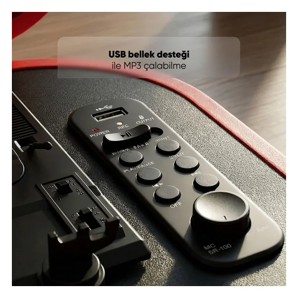 Mikado Nostalgia Mn-101 Kırmızı Çantalı Pikap - Görsel 3