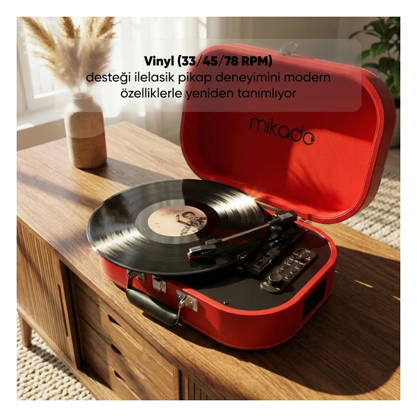 Mikado Nostalgia Mn-101 Kırmızı Çantalı Pikap - Görsel 4