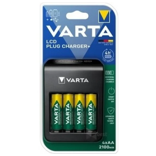 Varta 57687 Lcd Plug Pil Şarj Aleti + 2100 mAh 4'lü Aa Kalem Şarjlı Pil - Görsel 8