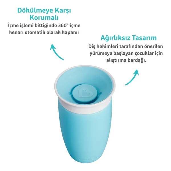 Munchkin Mucize 360° Mavi Alıştırma Bardağı 12 Ay+ 296 Ml - Görsel 6
