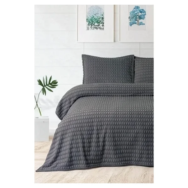 Merinos Modern Twist Antrasit 220x240 Cm Çift Kişilik Battaniye Seti - Görsel 2