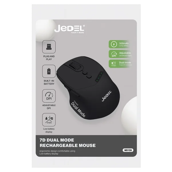 Jedel Wd155 Şarjlı Optik Kablosuz Mouse - Görsel 2