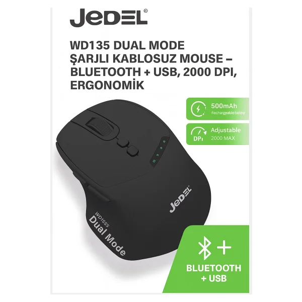 Jedel Wd155 Şarjlı Optik Kablosuz Mouse - Görsel 3