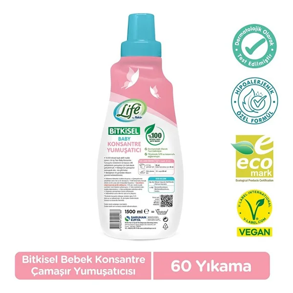 Life By Fakir Baby Bitkisel Konsantre Bebek Çamaşır Yumuşatıcı 1500 Ml 2 Adet - Görsel 4