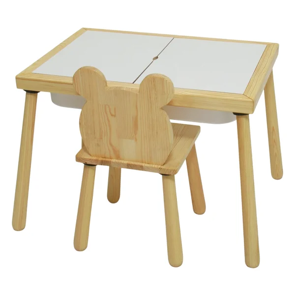 Joy Kids Toy Ahşap Duyusal Çocuk Aktivite Masası Oyun Masası Ve Çocuk Çalışma Masası 1 Adet Ayı Sandalye - Görsel 7