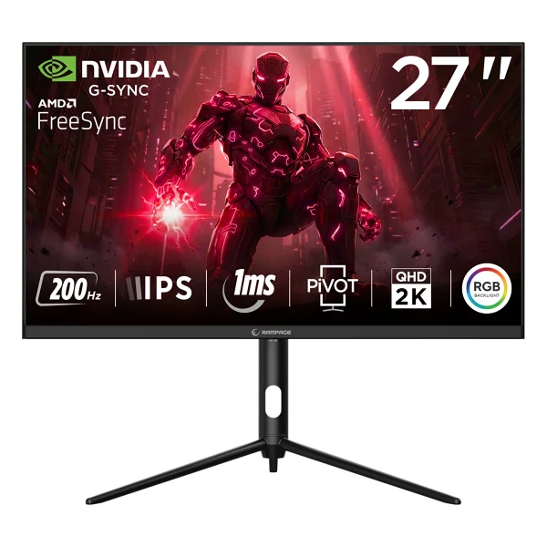Rampage Glacıer Gl27r200q Siyah 27" 1 Ms 2k Pivot Ips 200 Hz Oyuncu Monitörü - Görsel 9