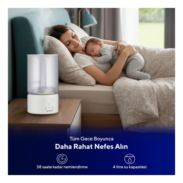 Kumtel Hunem-01 Işıklı Ultrasonik Nemlendiricili Buhar Makinesi - Görsel 2