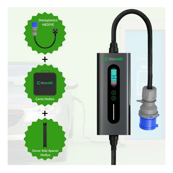 Truwatt Zta307 Taşınabilir Elektrikli Araç Şarj Cihazı 32a/7kw/220v (7 METRE) - Görsel 2