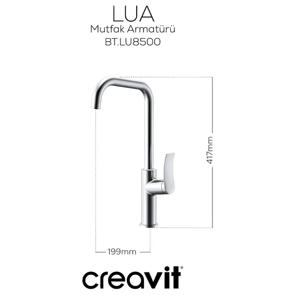 Creavit Lua Lu8500 Krom Mutfak Bataryası - Görsel 6