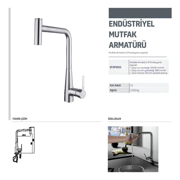 Creavit Mf8555 Start Stop Spiralli Mutfak Bataryası - Görsel 3