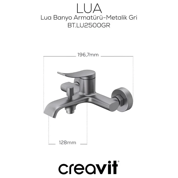 Creavit Lua Lu2500gr Metalik Gri Banyo Bataryası - Görsel 4