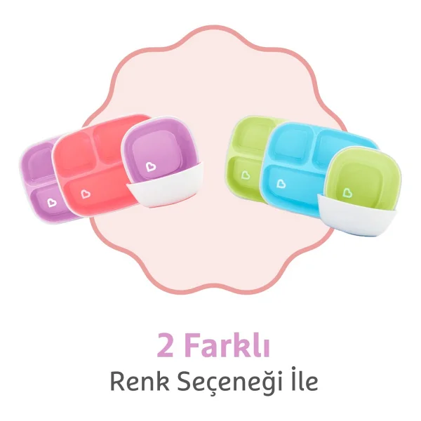 Munchkin Splashtm 4'lü Bölmeli Tabak Ve 2li Kase Seti 6ay+ Pembe/Mor - Görsel 6