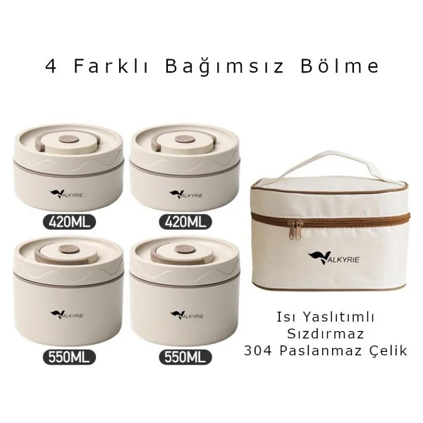 Valkyrie 4'lü Çelik Yemek Termosu - Görsel 3