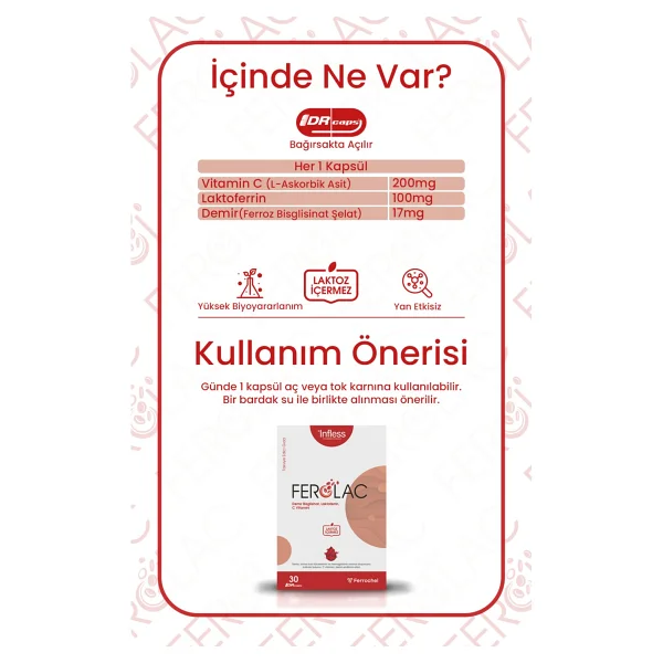 Infless Ferolac Demir 30 Kapsül - Görsel 2