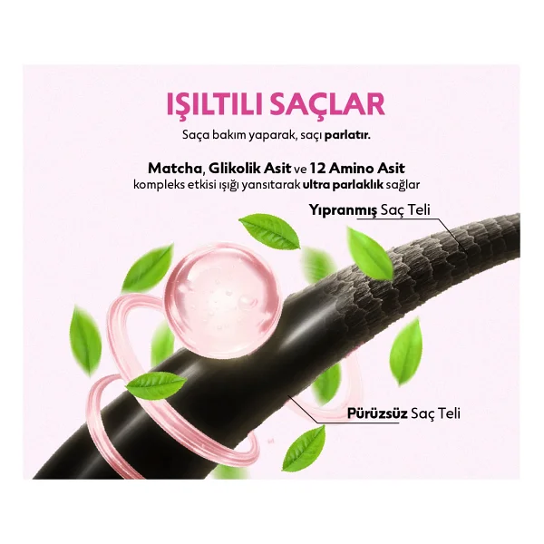 Ashley Joy Matcha Gloss Glikolik Asit Içeren Işıltı ve Parlaklık Veren Saç Kremi - Görsel 5