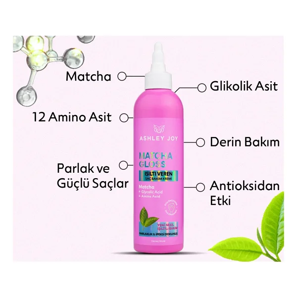 Ashley Joy Matcha Gloss Glikolik Asit Içeren Işıltı ve Parlaklık Veren Saç Kremi - Görsel 8