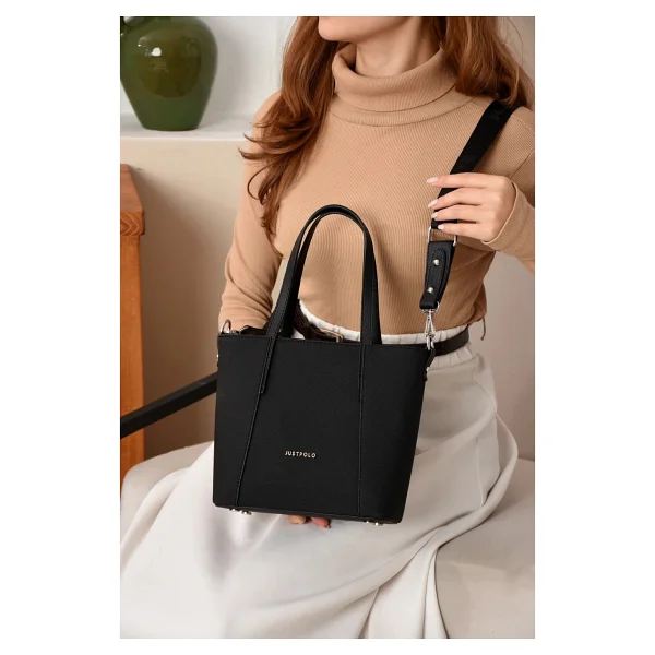 Just Polo Kadın Spor Model Ayarlanabilir Askılı Şık El ve Omuz Çantası Ebat : 24 x 20 cm Shopper - Tek Ebat - Lacivert - Görsel 7