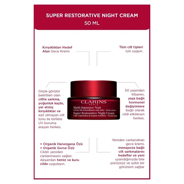 Clarins Super Restorative Night Cream-All Skin Types & Very Dry Skin 50 ml - Görsel 3